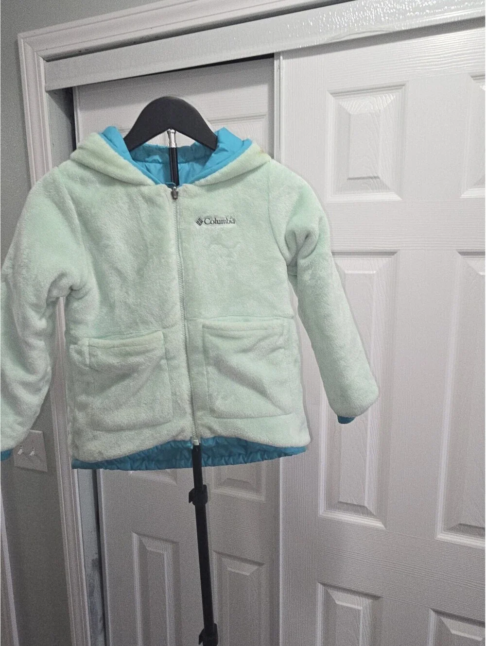 Columbia reversible jacket Kids Size Small Turquoise Aqua Hi-Pile Fleece Winter